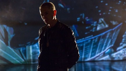 Eminem, in a still from his video for "Don't Front," a bonus track on The Marshall Mathers LP 2.