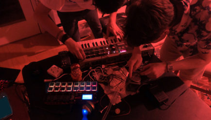 Metal, machines, music: BADTHRVW's setup includes a sampler, a synthesizer and homemade digital noisemakers.