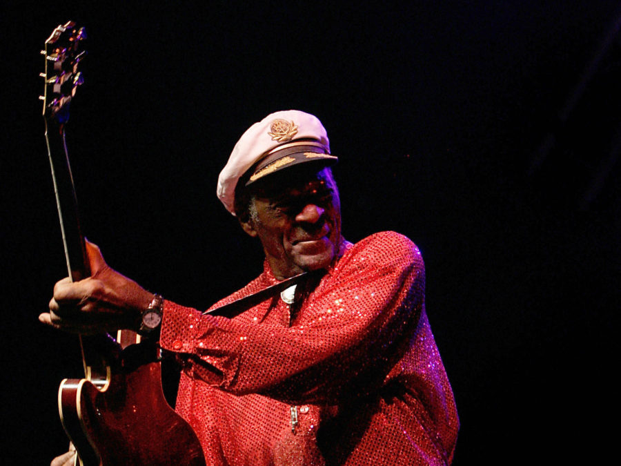Rock 'n' roll legend Chuck Berry performs during a concert held in Santa Cruz de Tenerife in 2008. He turns 90 Tuesday.